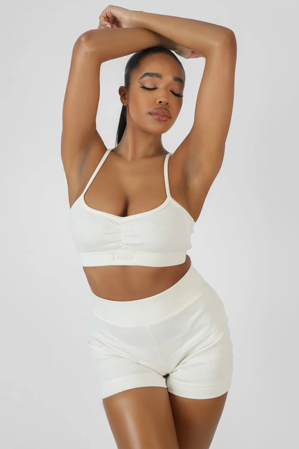 Athleisure Cross Back Ribbed Bralet White