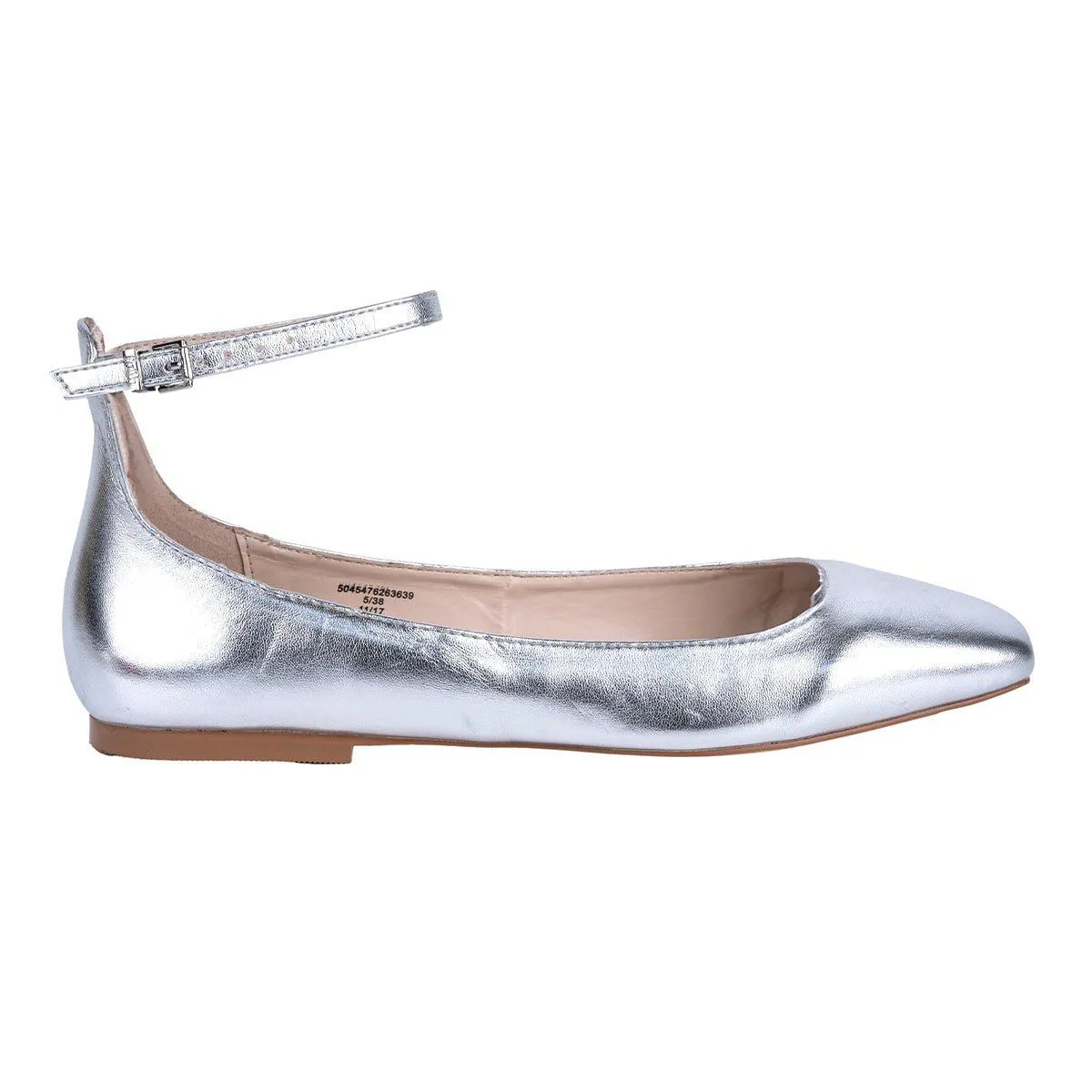 Faith Annette Metallic Casual Ballerinas Leather Silver Colour For Women