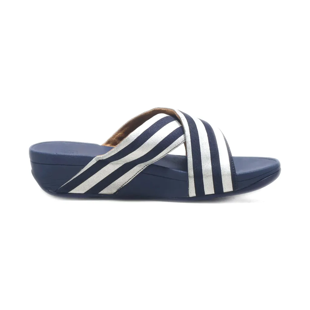 Fitflop Metalic Stripe Wedge Sandals Fabric Silver Colour For Women