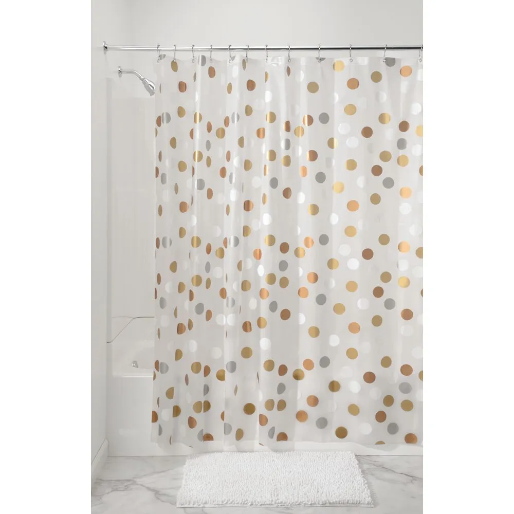 iDesign Gilly Dot PEVA Shower Curtain 72" x 72" in Metallic