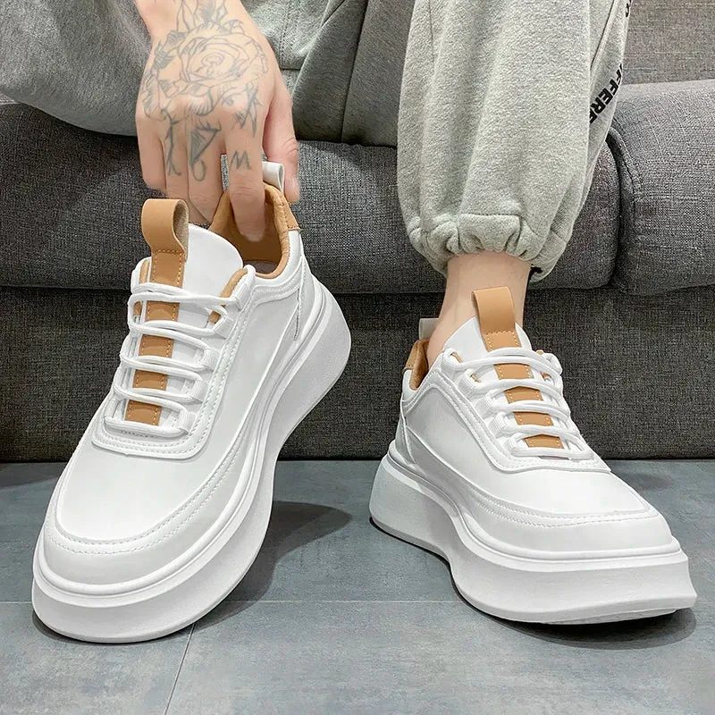 Men's Casual Shoes - Leather White Sneakers - TSS355