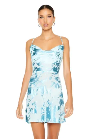 Metallic Burnout Halter Mini Dress