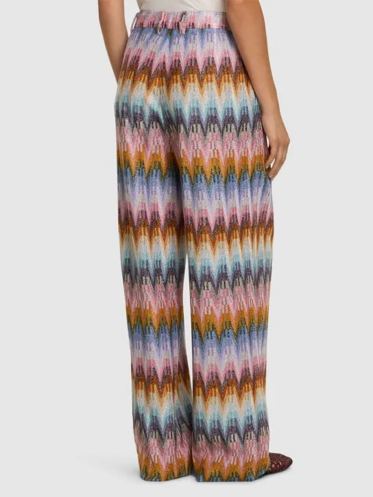 Missoni   Lamé chevron elastic wide pants 
