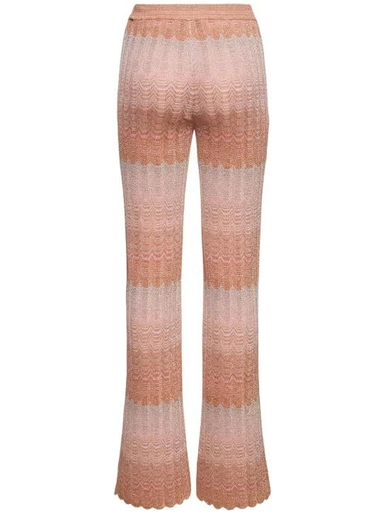 Missoni   Striped knit viscose lamé flared pants 