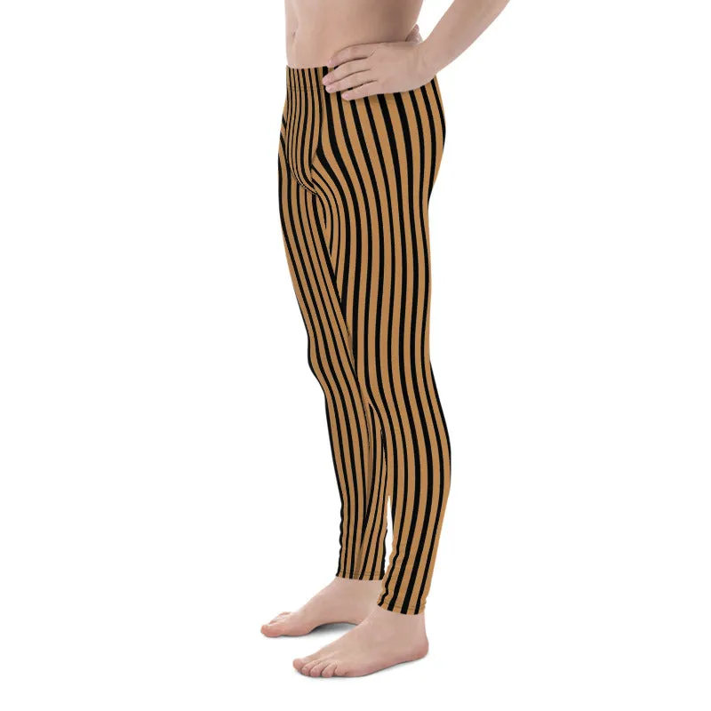 Nude Black Stripe Men Tights, Simple Premium Men's Leggings Meggings Tights - Made in USA/EU