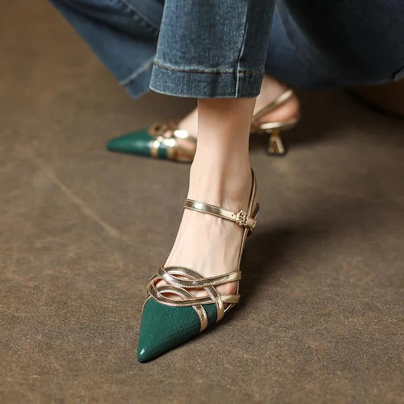 TSS65 Leather Low Heel Sandals - Women's Casual Shoes