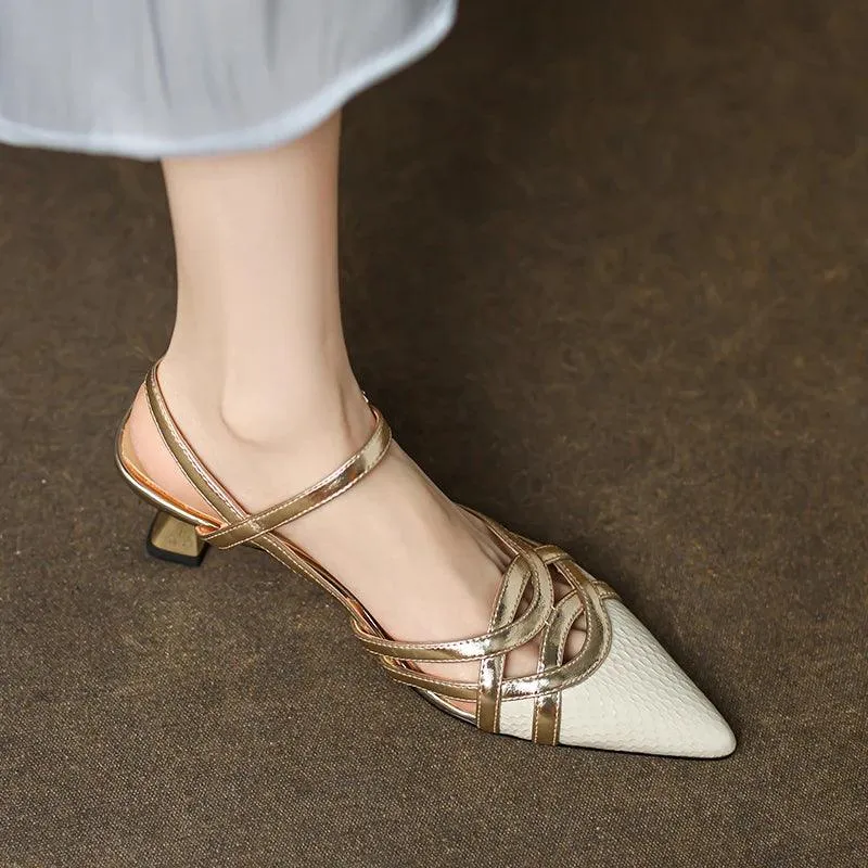 TSS65 Leather Low Heel Sandals - Women's Casual Shoes